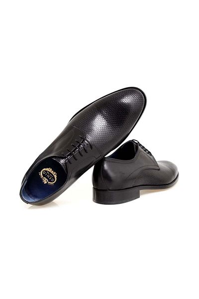 FRANCO CALVANI Black Color Lace-Up Genuine Leather Men's Shoes