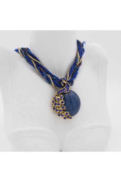Retrovy Store Real Stone Handmade Peacock Necklace