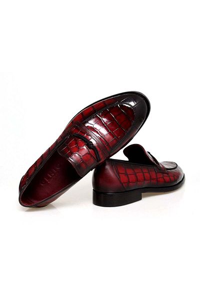 FRANCO CALVANI Bordo Color Laceless Genuine Leather Men's Shoes