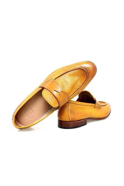 FRANCO CALVANI Tan Color Laceless Genuine Leather Men's Shoes