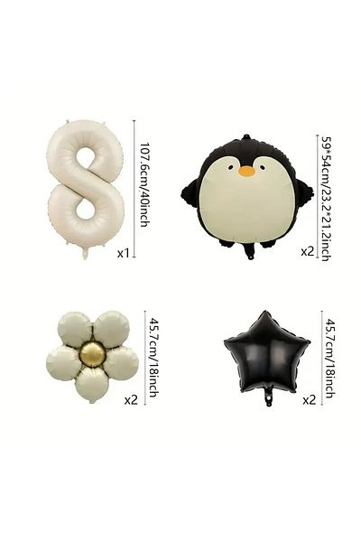 DÜVENCİ TİCARET Penguin Cream Daisy Balloon Set
