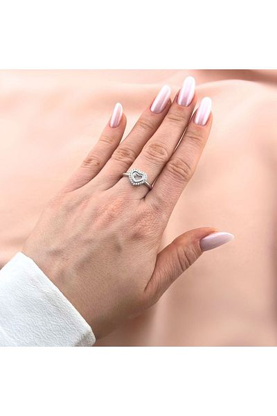 Bijuteria SORELLY Silver Heart Ring with Zirconia Stones 15