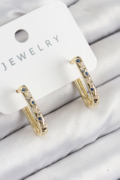 norsary Brass Zircon Stone Flower Patterned Model Gold Color Women's Earrings