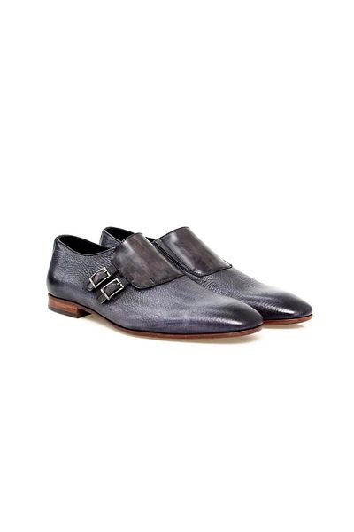FRANCO CALVANI Gray Color Laceless Genuine Leather Men's Shoes