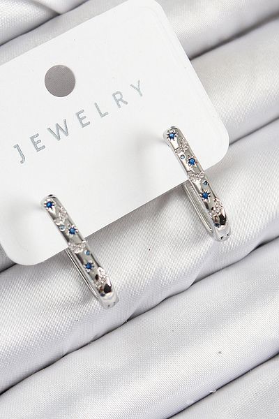 norsary Brass Zircon Stone Flower Pattern Model Silver Color Women's Earrings