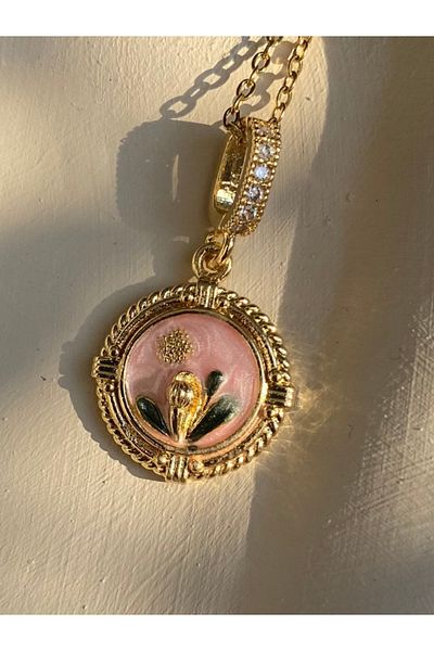 Brethils Royal Frame Enamel Necklace Guaranteed to Not Tarnish and Rust with Invoice 45 cm
