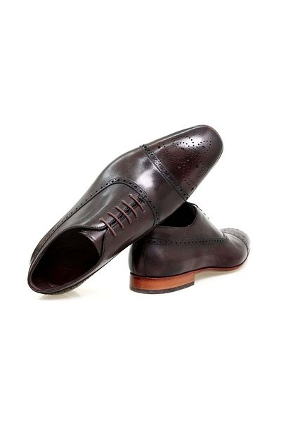 FRANCO CALVANI Brown Lace-Up Genuine Leather Men's Shoes