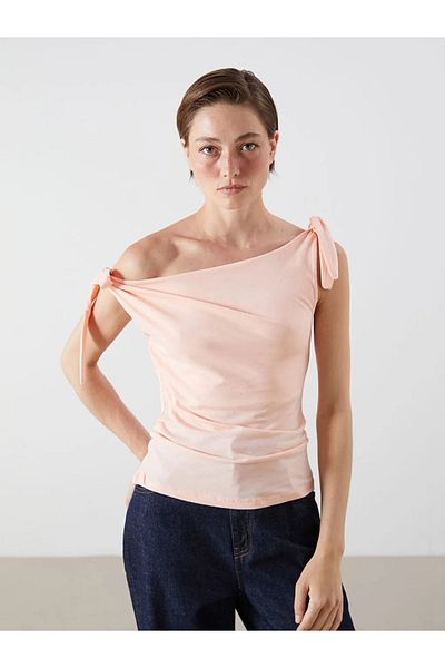 LC Waikiki Lcw vision pink flowing collar gathered blouse