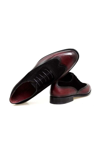FRANCO CALVANI Bordo Color Lace-Up Genuine Leather Men's Shoes