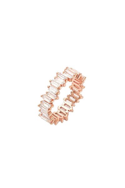 Bijuteria SORELLY Irregular Baguette Rose Gold Plated Silver Ring 10