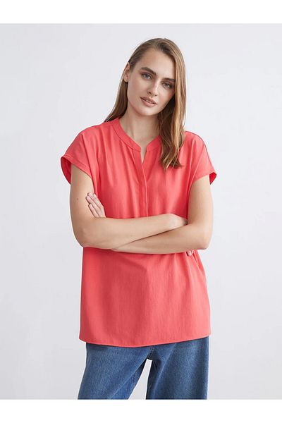 LC Waikiki Lcwaikiki Classic Red Cheeky Neckline Blouse
