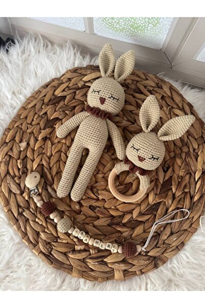 atolye best amigurumi yeni doğan uyku arkadaşı seti uyku arkadaşı çıngırak em...