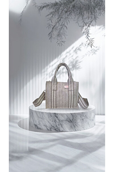 AHMERA Women's Small Hand and Shoulder Bag with Coffee Striped Snap Fastener ...