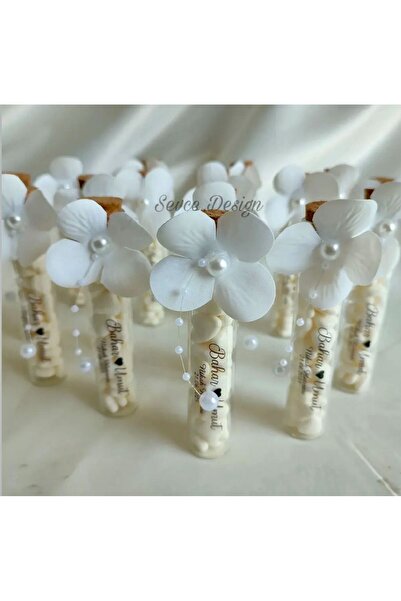 Sevce Design Badem Şekerli Cam Tüp Nikah Nişan Söz Kına Hediyelik 20 Adet Eti...