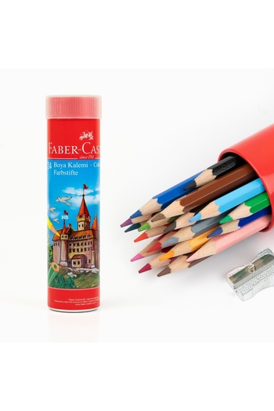 Faber Castell 24 لونًا من الطلاء الجاف أنبوب معدني أحمر