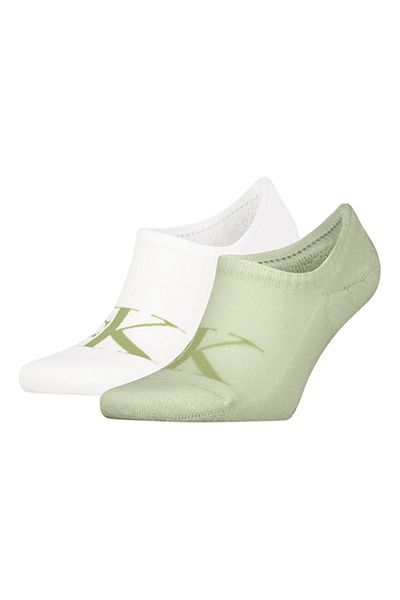 Calvin Klein , Set of ankle socks with logo print - 2 pairs, Dirty white, Pistachio green, 39-42