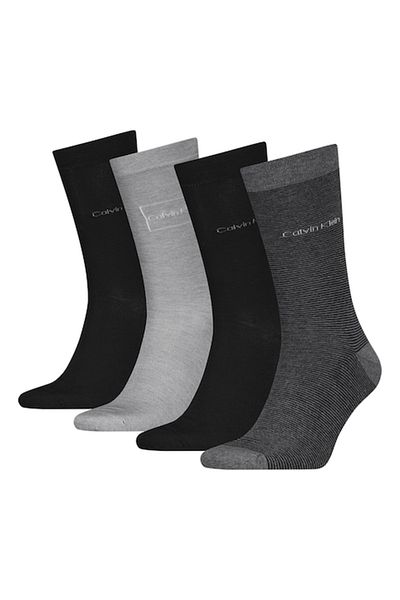 Calvin Klein , Set of Long Cotton Blend Socks - 4 Pairs, Black, Light Gray, Dark Gray
