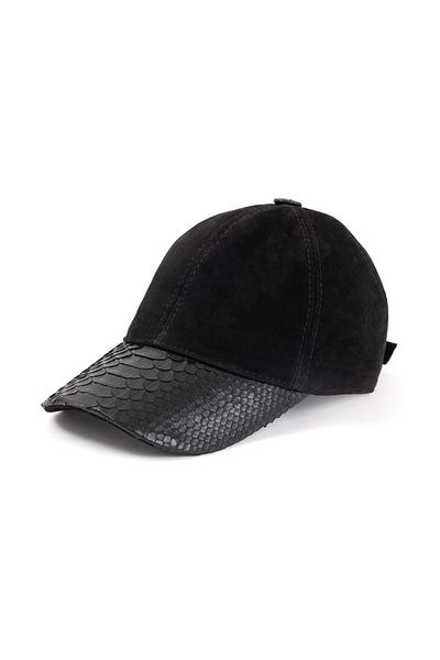 fubileather Python Leather Suede Detailed Leather Baseball Cap Unisex