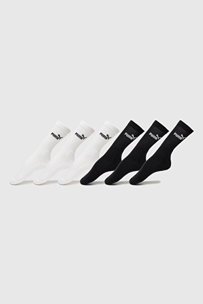 Puma , Unisex Cotton Blend Socks Set - 6 Pairs, Off Black, Optical White, 35-38