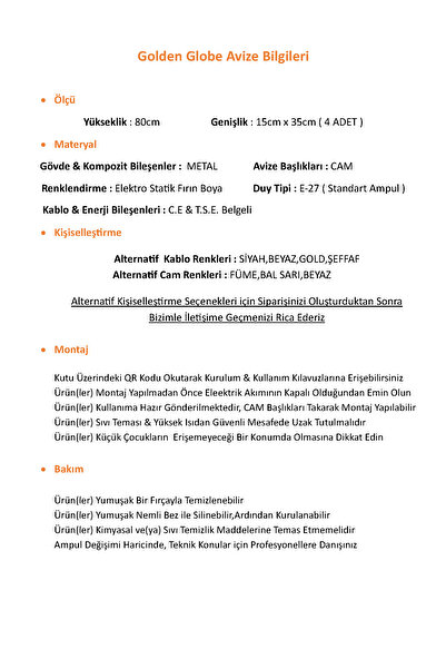 MINIMAL ETICARET VE BILGI TEKNOLOJILERI Globe Golden 3+1 Sarkıt Cam Avize