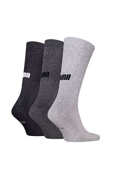 Puma , Set of unisex long socks - 3 pairs, Light grey, Dark grey, Size 39-42