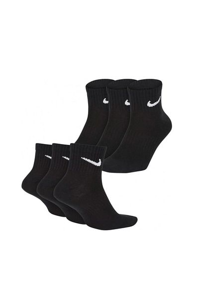 Nike Everyday Men's Sport Socks, Cotton and Polyester, Black, Size 42-46, Set of 6 Pairs