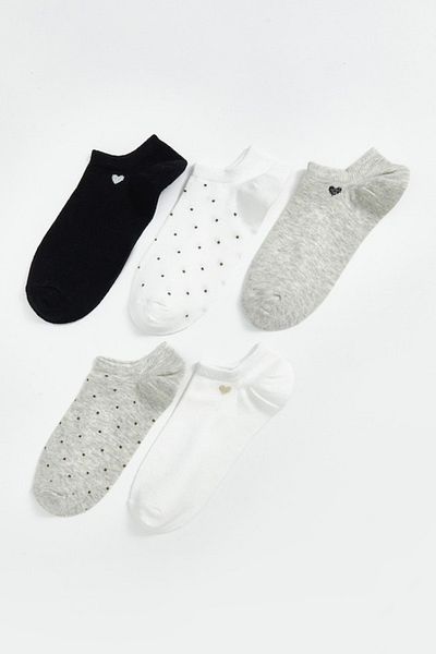 OEMS LC WAIKIKI, Set of ankle socks made of cotton blend - 5 pairs, White, Black, Gray, 36-38