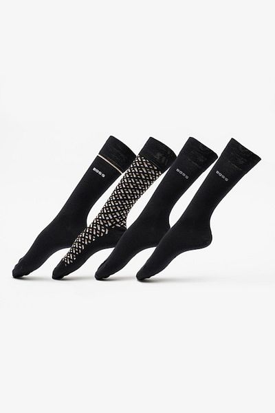 BOSS , Set of long socks - 4 Pairs, Black, Light Gray, Khaki, 40-46