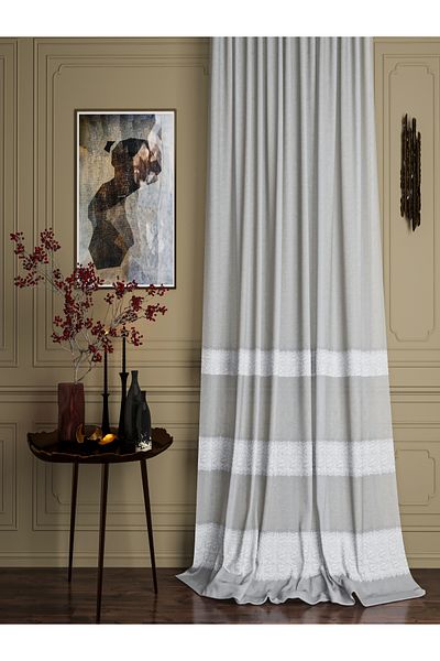 OnyxHome Alaçati Linen Bearded Tulle Curtain