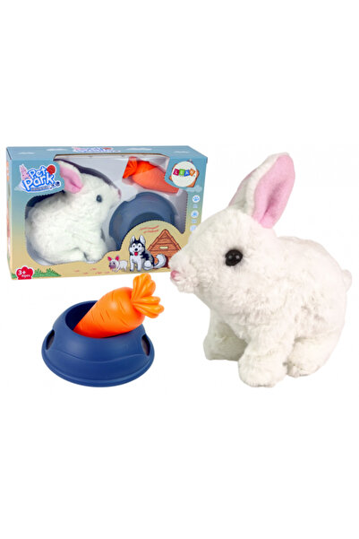 LeanToys Mascotă interactivă Iepuraș alb cu bol de morcovi