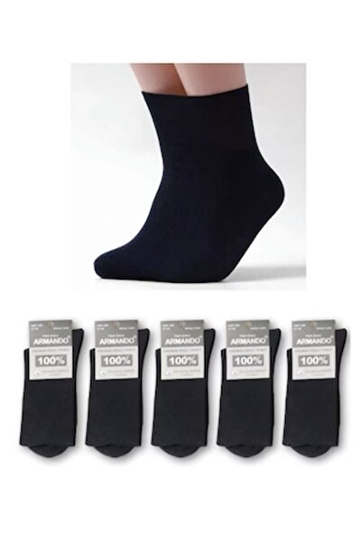 ARMANDO Men's Socks, 100% Cotton, Wide, Black, EU 43-46, Set of 5 Pairs