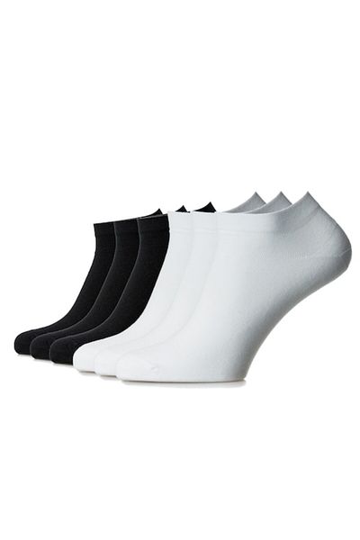 OEM Short cotton combed seamless socks - set of 6 pairs for men, 44-46, black-white