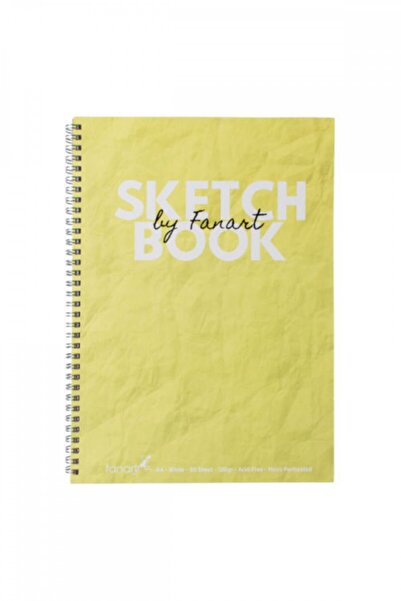Fanart Sketch Book (eskiz Defteri) A4 Spiralli 120 Gr Beyaz Kağıt- Sarı (B19)