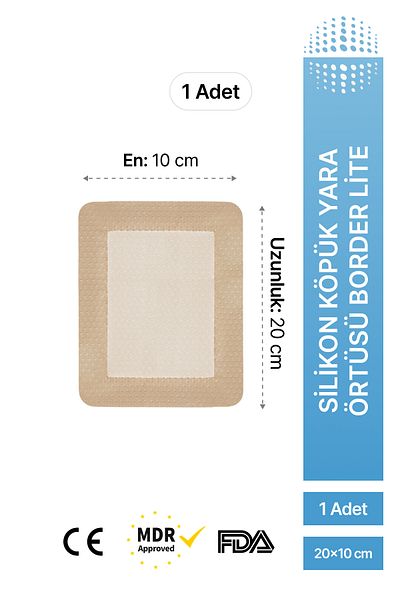 luofucon Silicone Foam Wound Cover Adhesive Edge Wound-Burn Cover 20X10Cm(1Piece)