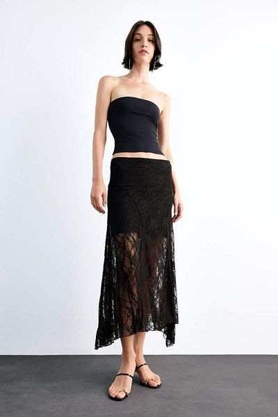 DeFacto New Season Elastic Waist Half Lining Lace Midi Skirt