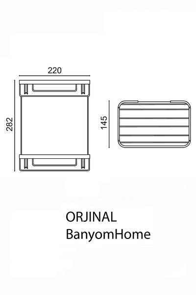 BanyomHome Clk Stainless Brass 2-Piece Taci 22X15 cm Shampoo Holder Bathroom Shelf