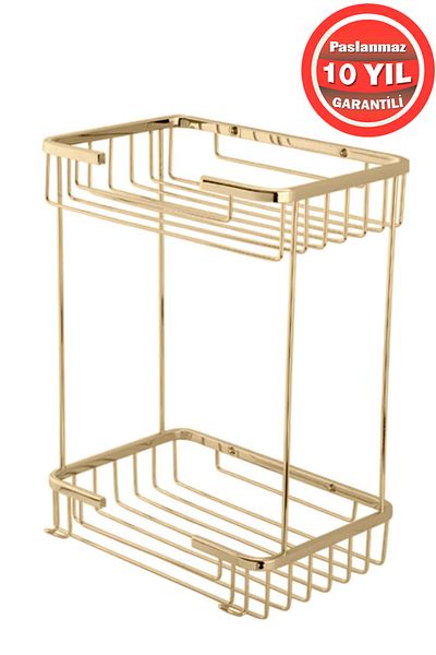 BanyomHome Clk Stainless Brass 2'Li Taci 22x15 Cm Suport pentru șampon Raft pentru baie
