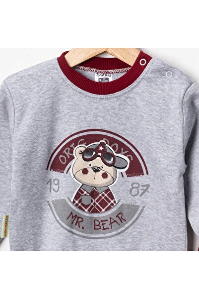 Tontiny Baby Combed Cotton Plaid Bottom Melange Top Pajama Set 9-18 Months 100% Cotton (Full Fit)