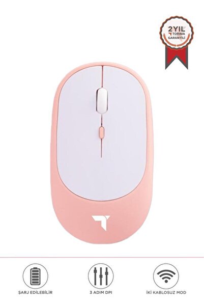 Torima Mouse Çift Modlu Sessiz Kablosuz Fare TM16 Pembe
