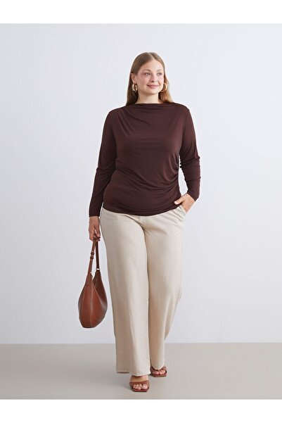 LC Waikiki Lcw Modest New Season Women's Textured Pants with Elastic Waist