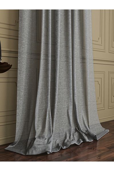 OnyxHome Foldet Linen Tulle Curtain Gray (1/3 Double Pile)