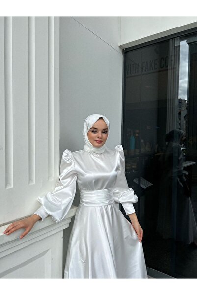 DİSE KADIN BEYAZ SAHRA TESETTÜR ABİYE