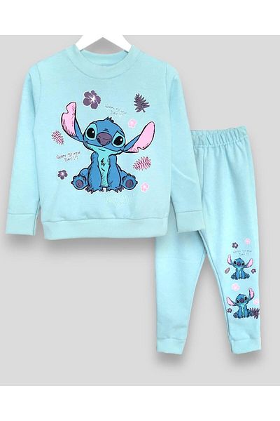 LİTTLE TORTOİSE Unisex Stitch Printed Hooded Tracksuit Set