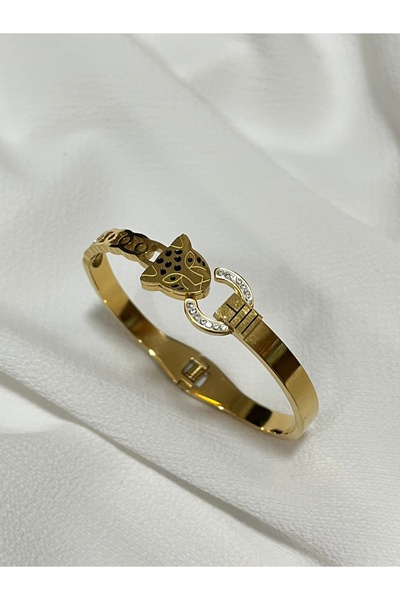 Çelik Lucky Store Leopar Figürlü Kelepçe Bilezik