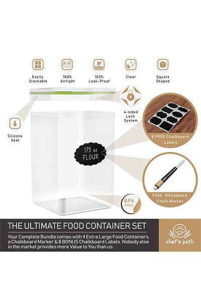 OEM Set of 4 airtight food containers with lids, 4x5.2 liters, BPA free