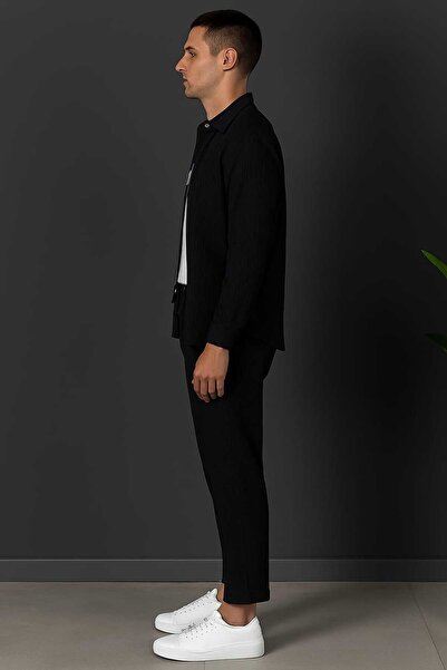 dwnwear Bürümcük Crinkle Fabric Summer Lycra Unisex Women's Men's Long Sleeve Shirt Tracksuit Set