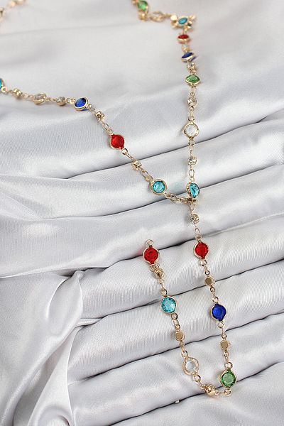 Skygo Brass Colored Zircon Stone Model Gold Color Women's Y Necklace - Tj-Bko10434