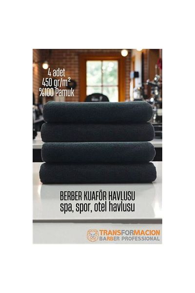 Skygo Modacar Hairdresser Barber Towel 4 Pcs Cotton Barber Towel 50X90 Black