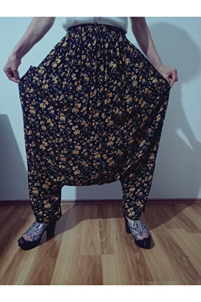 hoaryage Adana Şalvarı Viskon Basma Kumaş, Otantik Bohem Desenli Cepli Şalvar %100 Pamuk 38 beden 100 KG