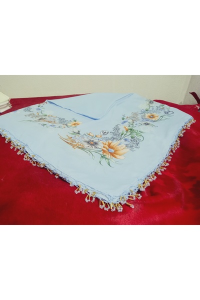 hoaryage Model lucrat manual, cu mărgele inelare pe marginea de scris, pânză de brânză brodat manual, eșarfă yemenită, 4 margini brodate